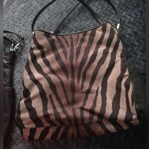 Coach Madison Brown Zebra Bag/ Wallet